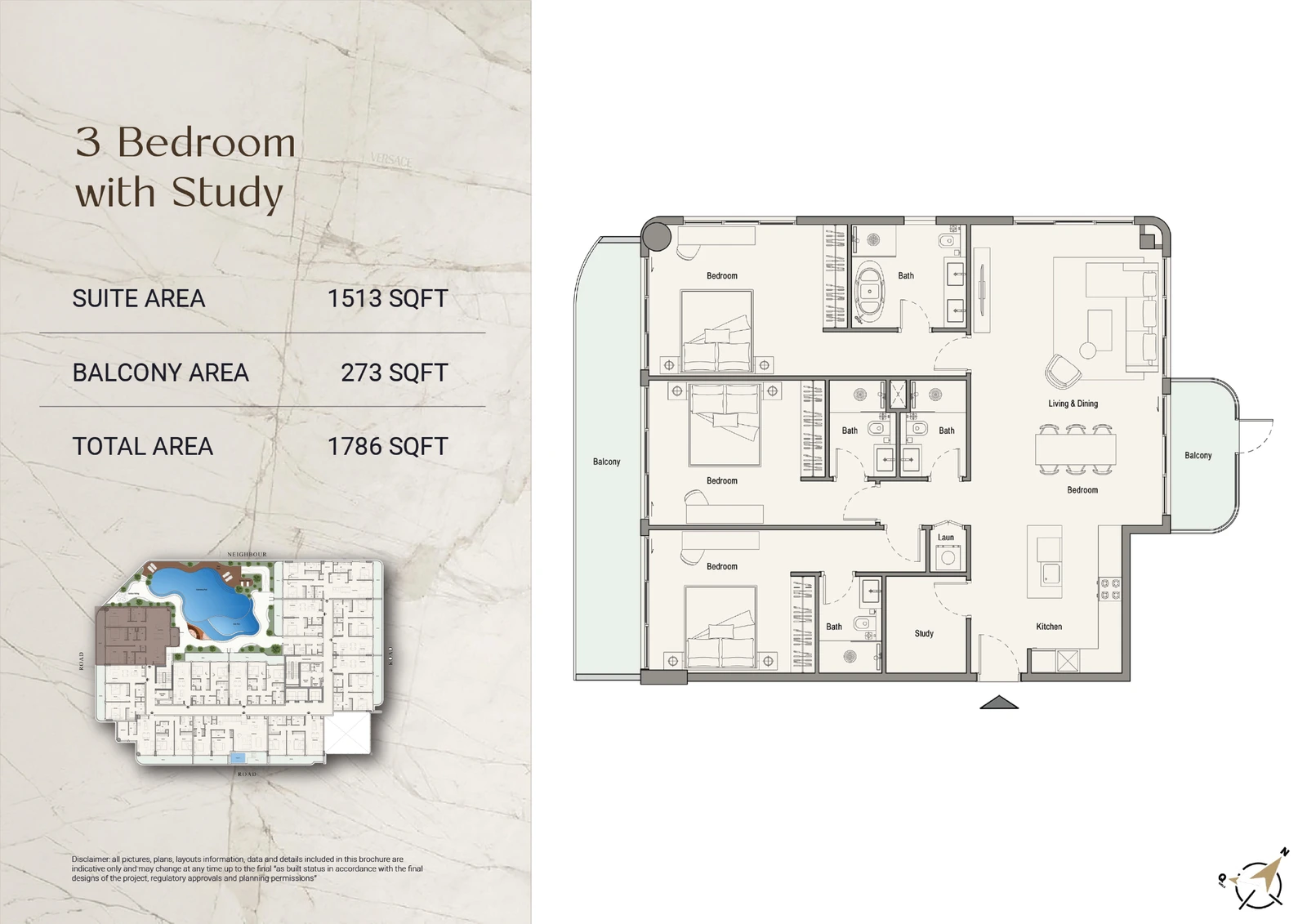 Floor plan for 2 Bedroom with Study