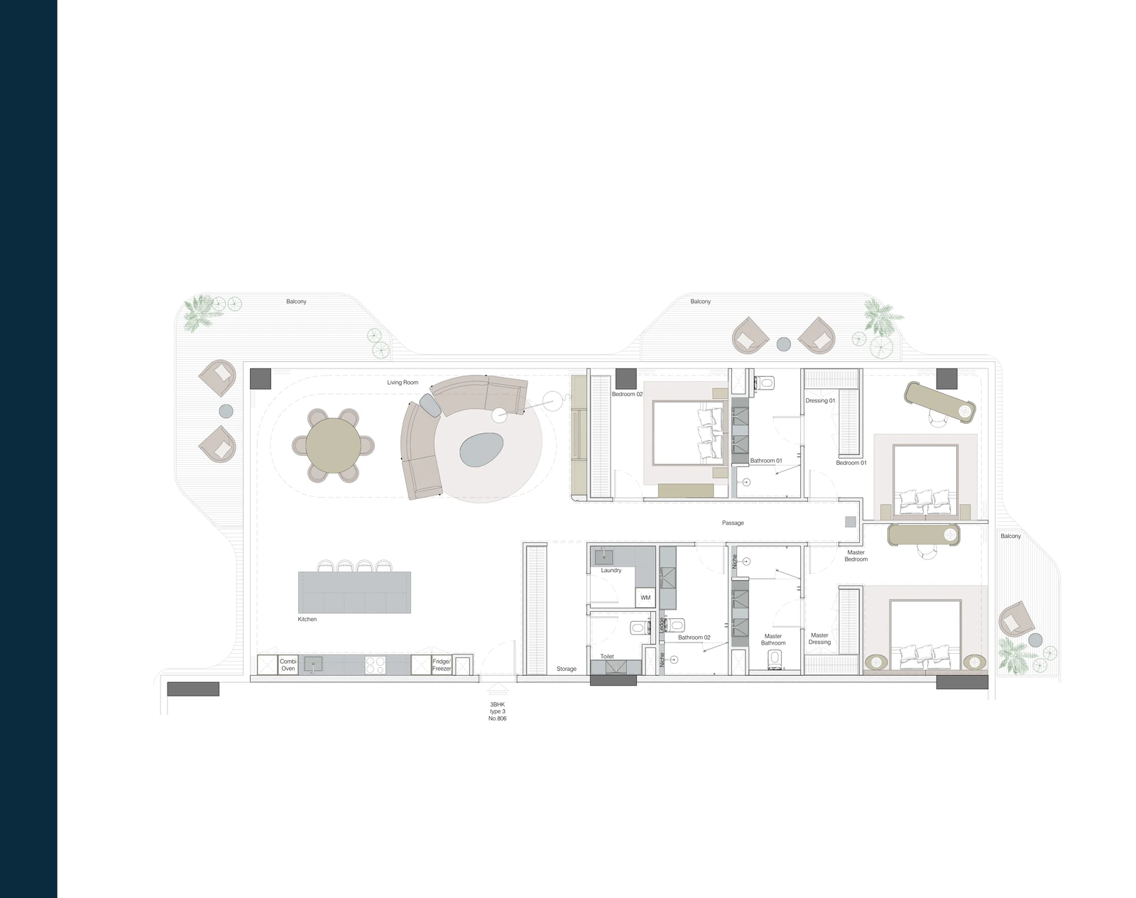 Floor plan for 3-Bedroom Residence Type 3