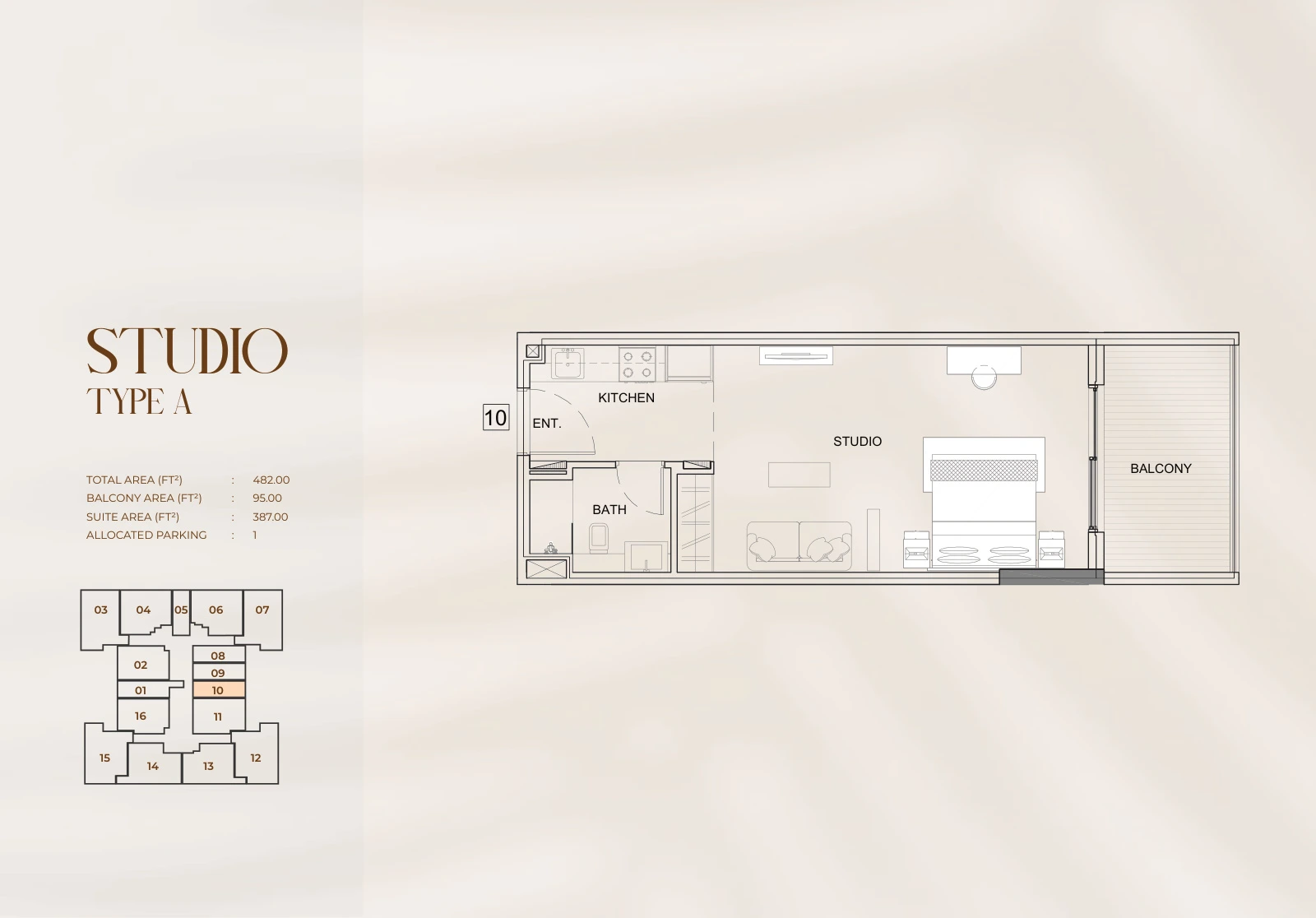 Floor plan for Studio Type A - Unit 10