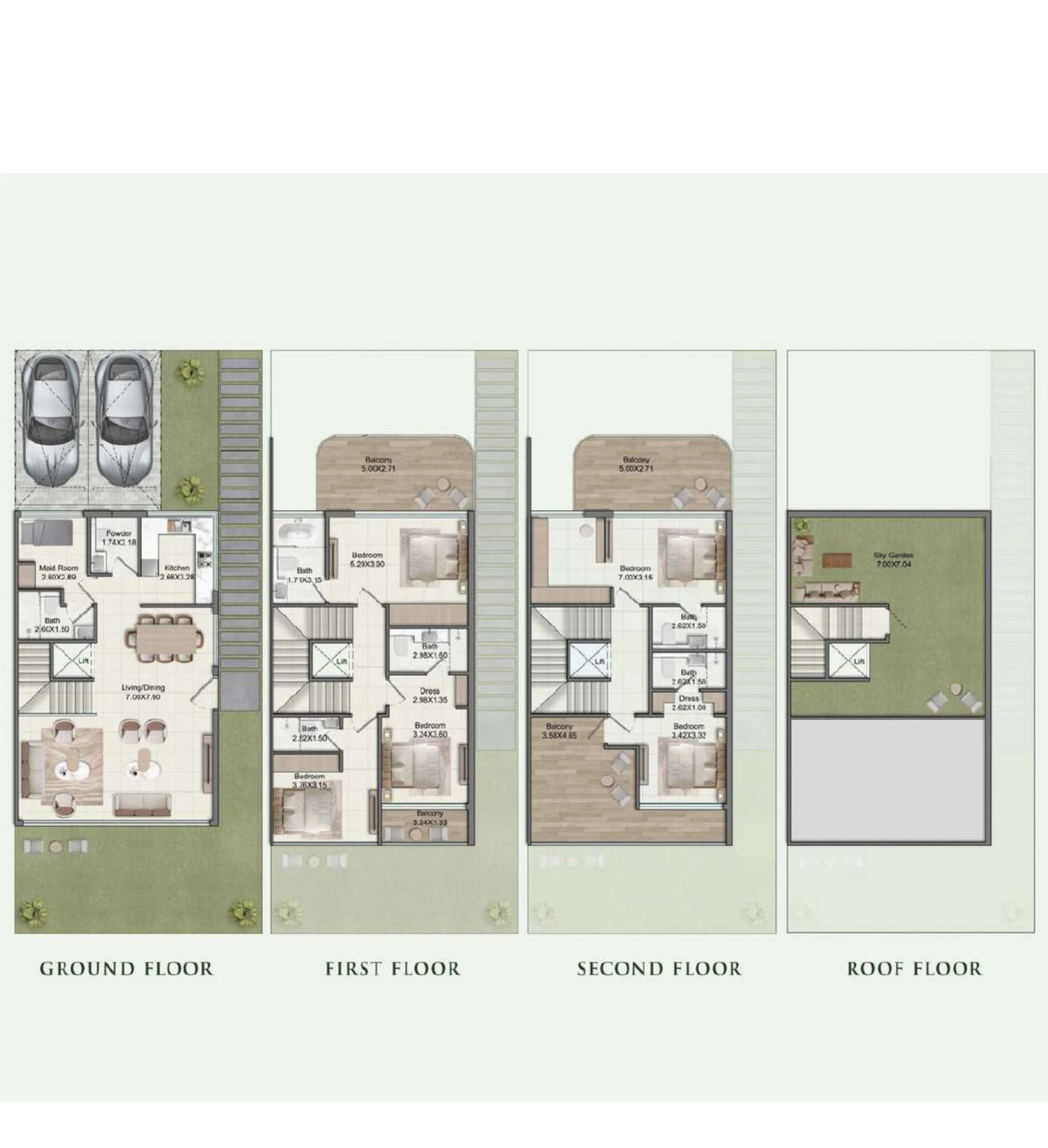 Floor plan for 5 Bedroom + Maid Semi-Detached Villa - Large Plot