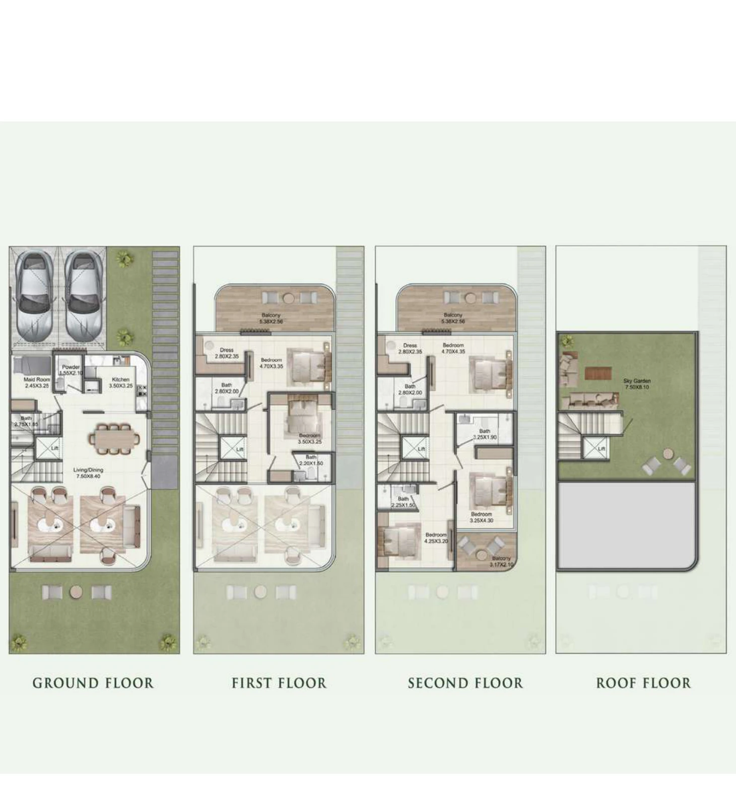 Floor plan for 5 Bedroom + Maid Twin Villa with Double-Height Living - Large Plot