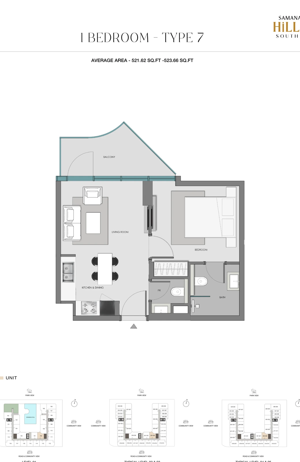 Floor plan for 1 Bedroom - Type 7