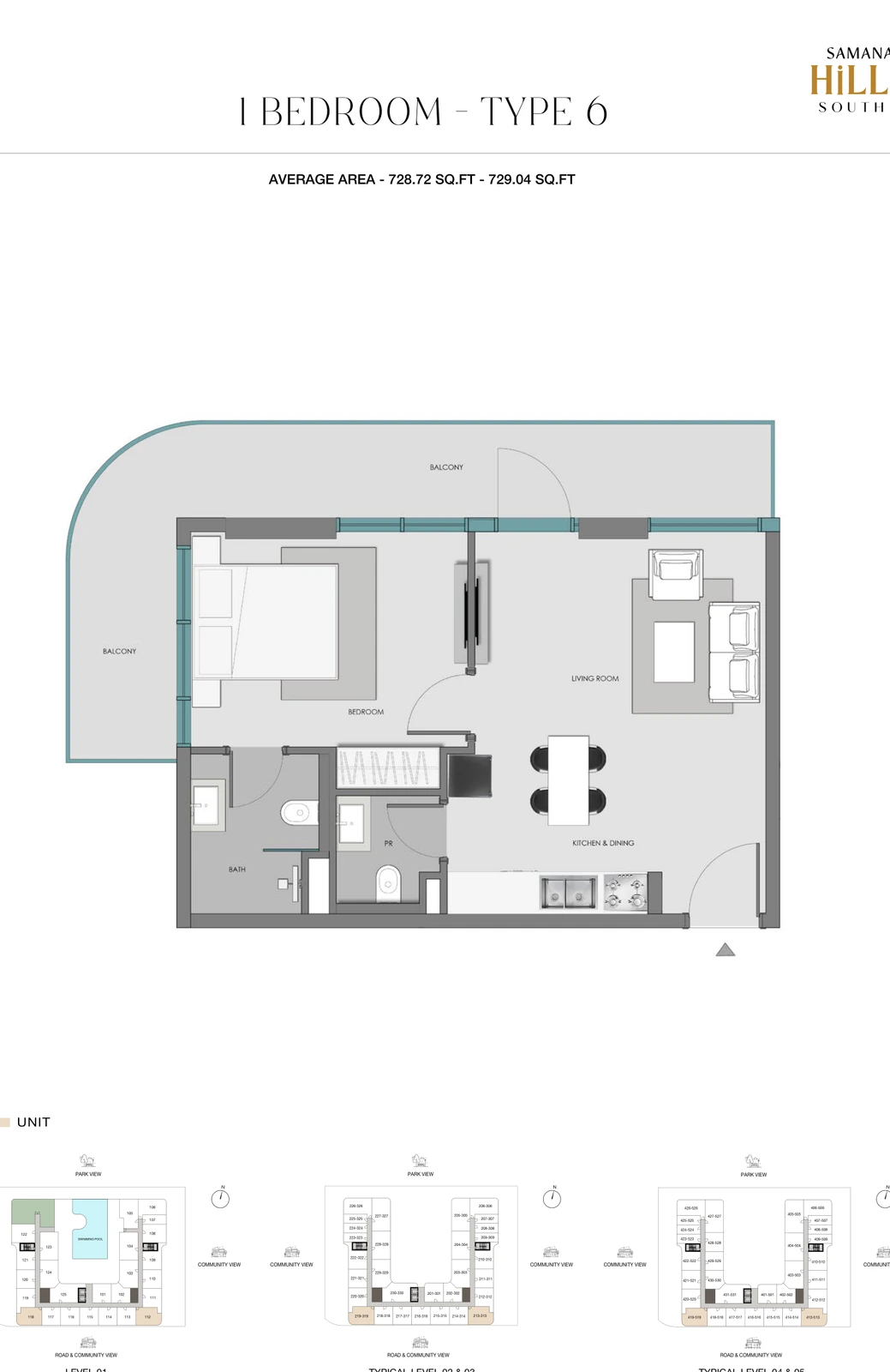 Floor plan for 1 Bedroom - Type 6