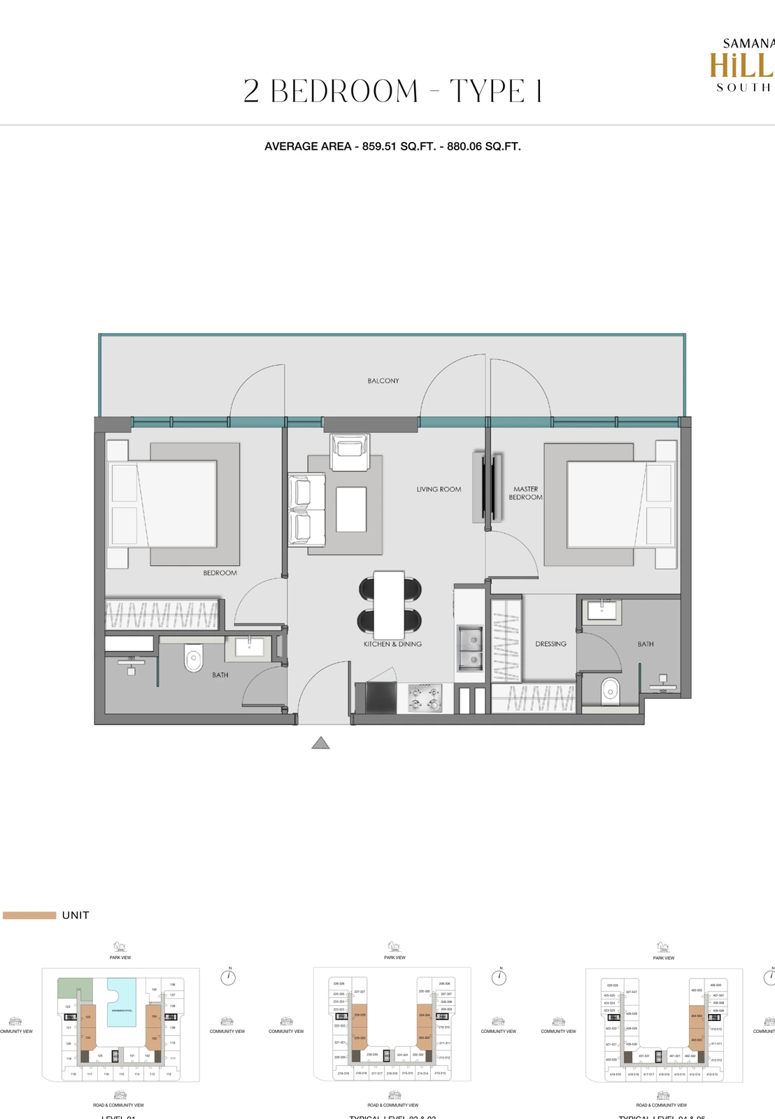 Floor plan for 2 Bedroom - Type 1