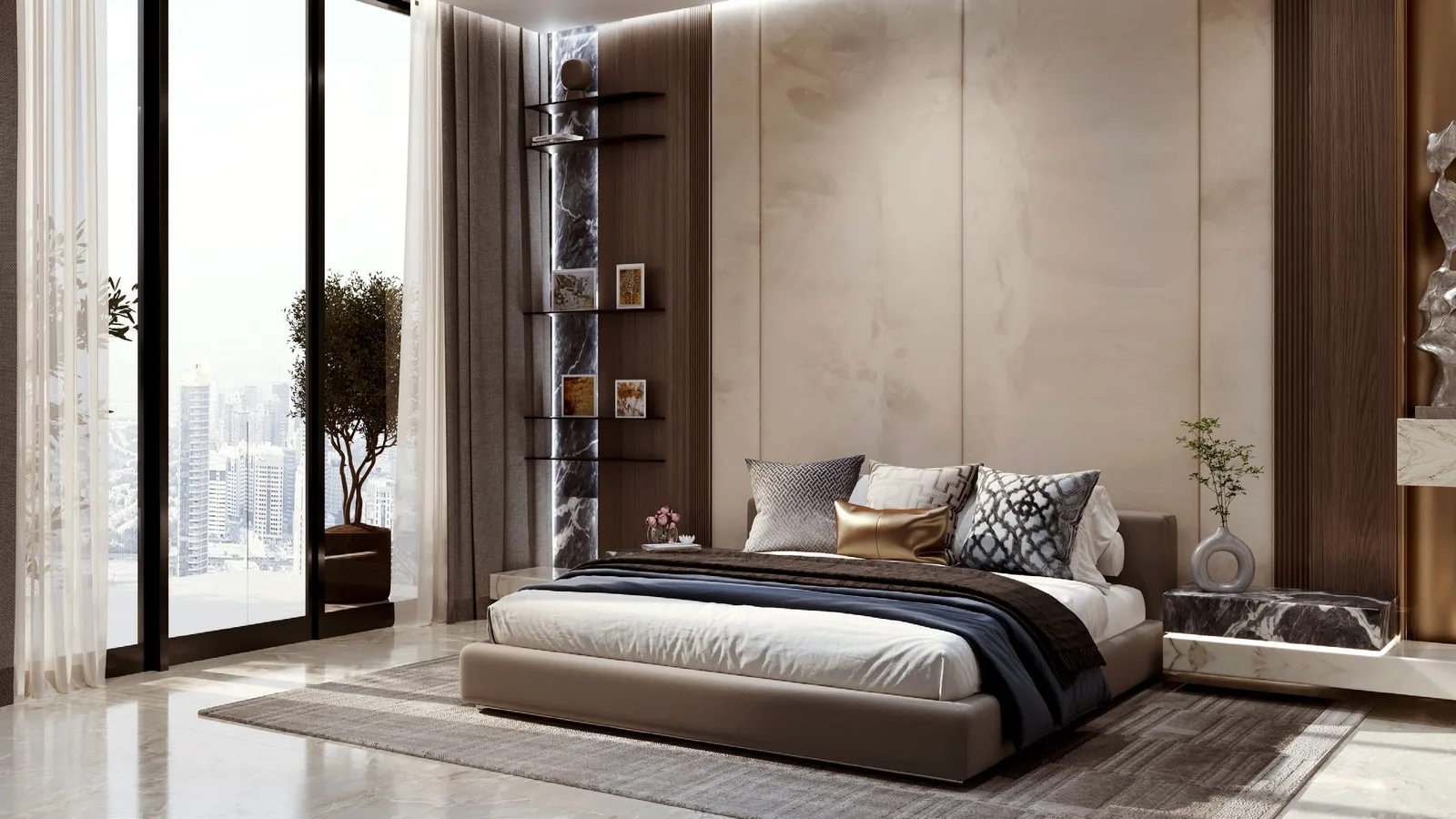 Bedroom interior rendering at Samana Hills South 3.