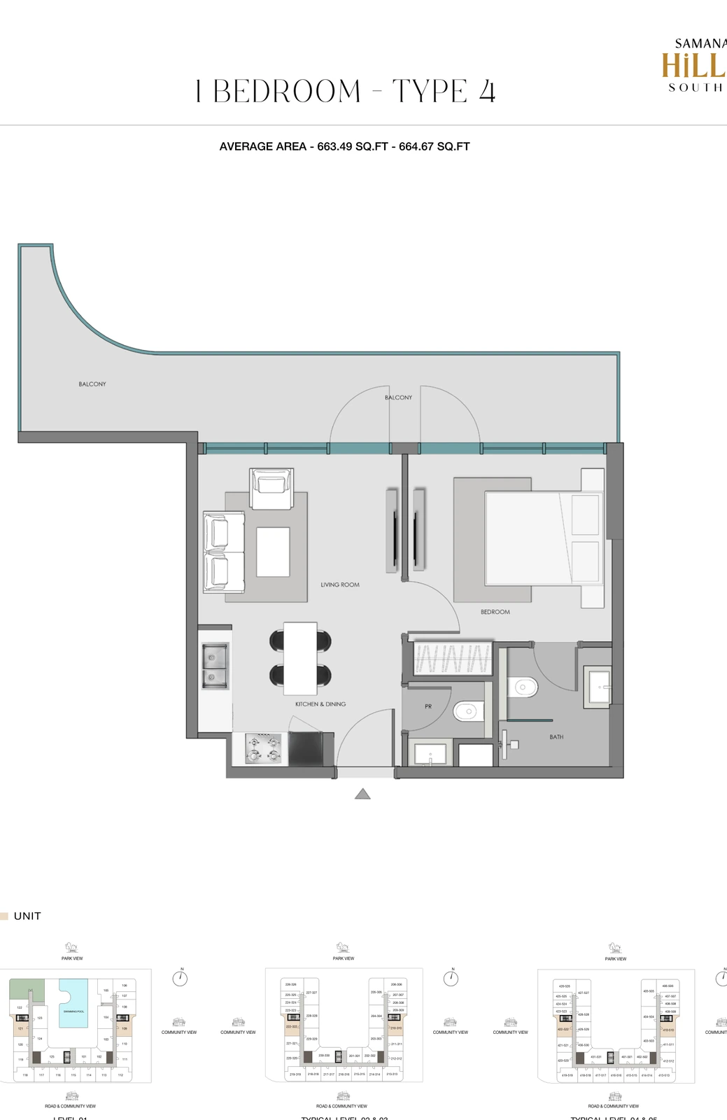 Floor plan for 1 Bedroom - Type 4