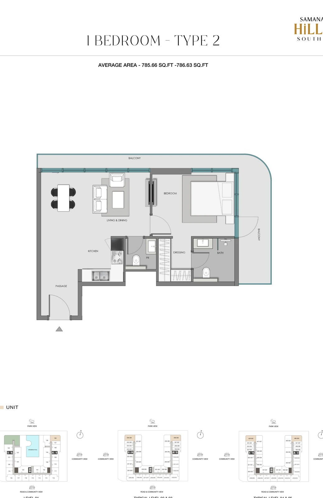 Floor plan for 1 Bedroom - Type 2