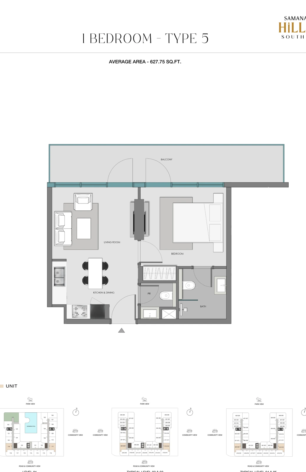 Floor plan for 1 Bedroom - Type 5