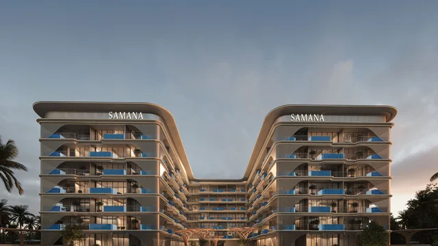 Evening exterior rendering of Samana Imperial Garden.