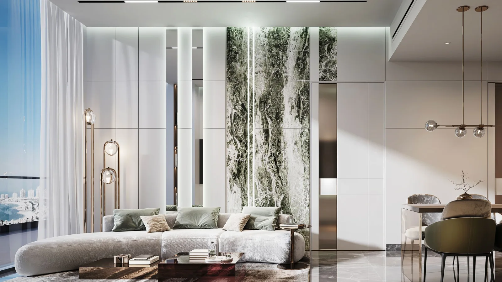 Living-room interior rendering at Samana Imperial Garden.
