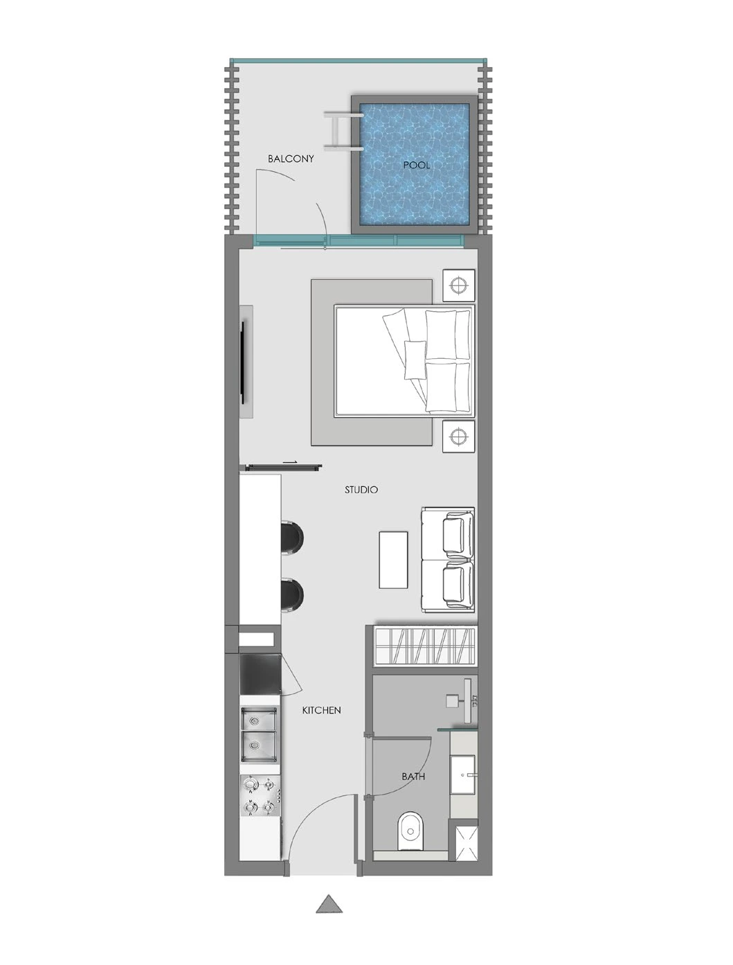 Floor plan for Studio + Pool - Type 1