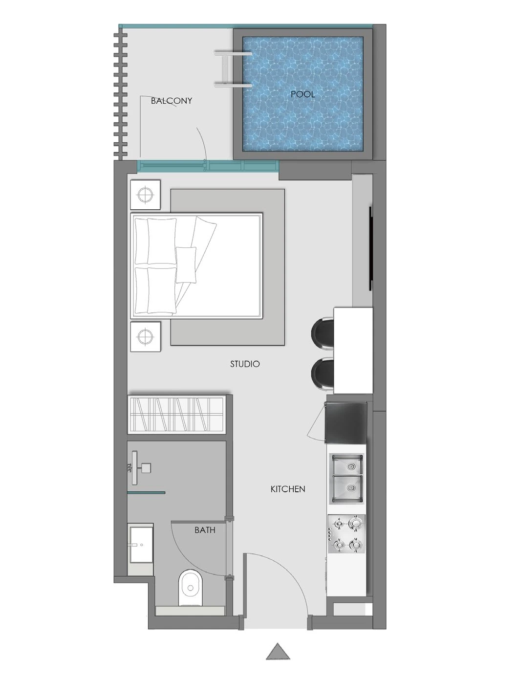Floor plan for Studio + Pool - Type 2