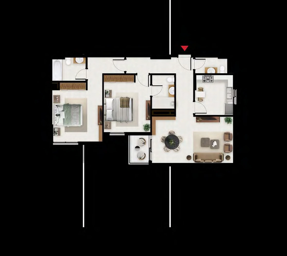 Floor plan for 2 Bedroom - Type E