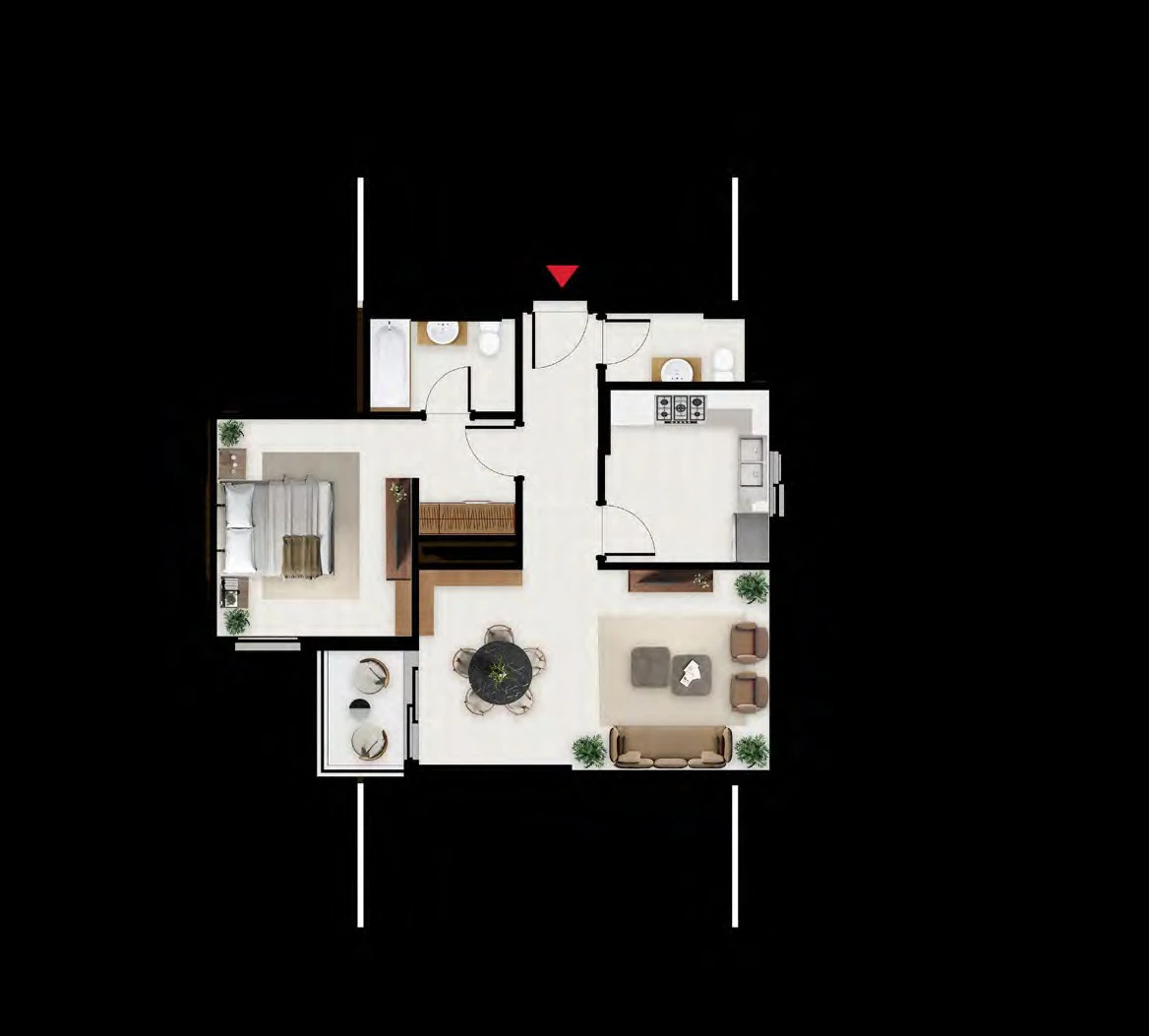Floor plan for 1 Bedroom - Type F