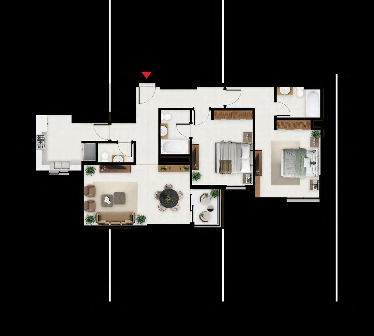 Floor plan for 2 Bedroom - Type C