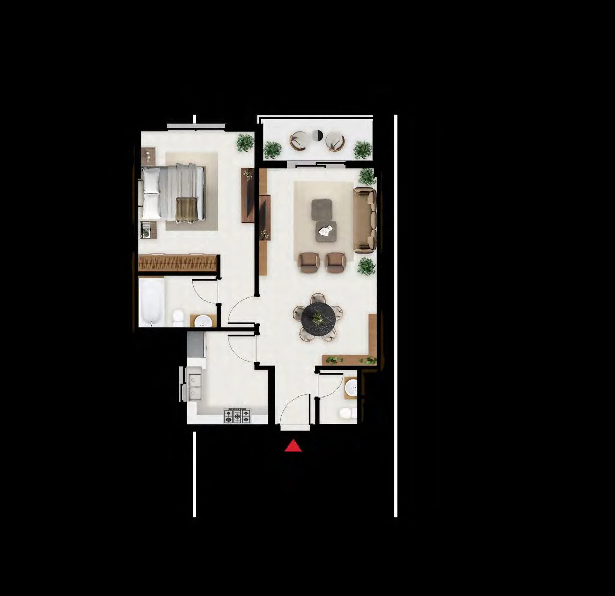 Floor plan for 1 Bedroom - Type B