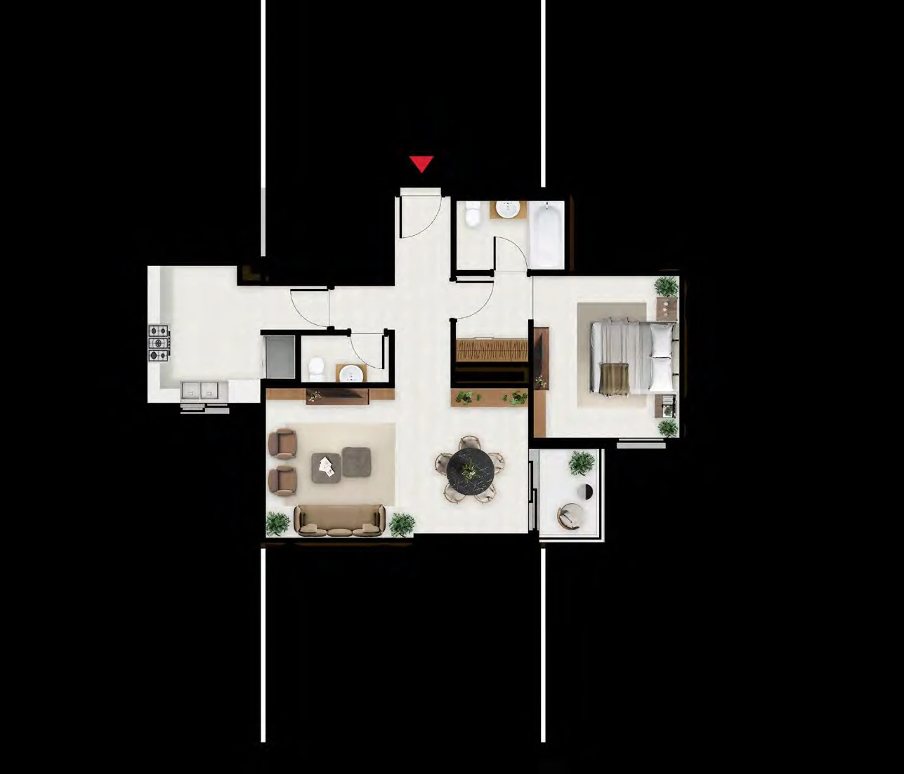 Floor plan for 1 Bedroom - Type C
