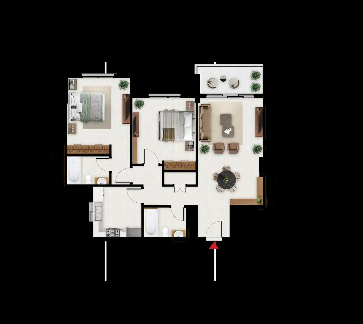 Floor plan for 2 Bedroom - Type A