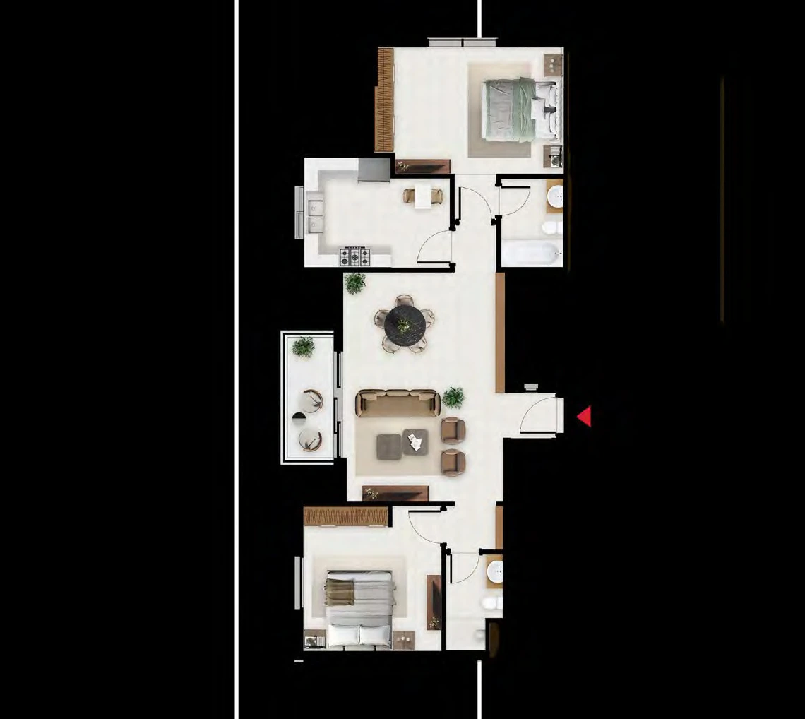 Floor plan for 2 Bedroom - Type F