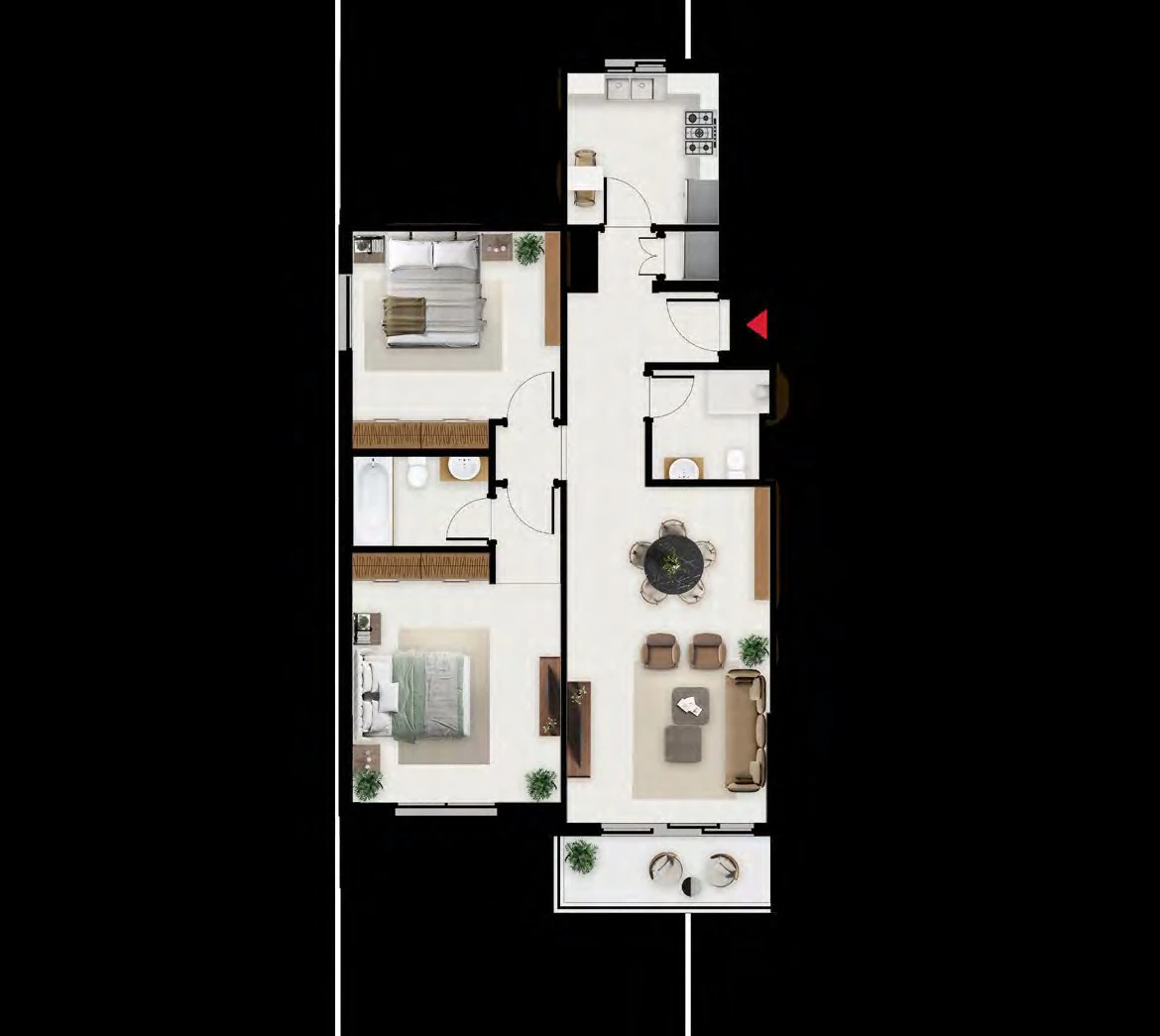 Floor plan for 2 Bedroom - Type D