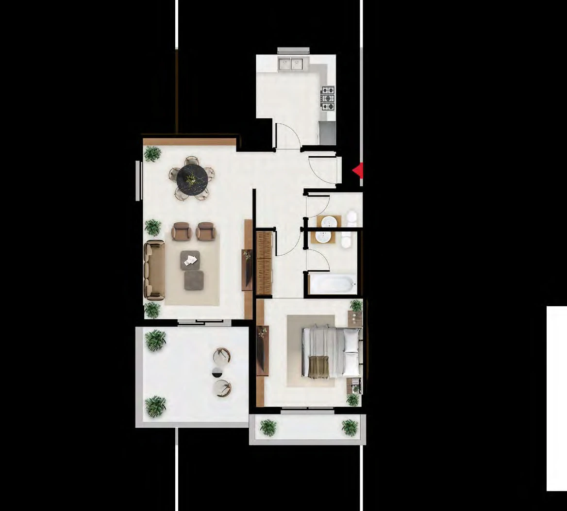 Floor plan for 1 Bedroom - Type E
