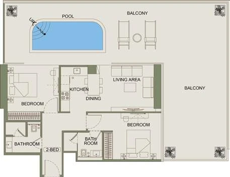 Floor plan for 2 Bedroom Type 01