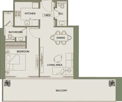 Floor plan for 1 Bedroom Type 08