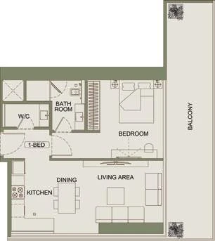 Floor plan for 1 Bedroom Type 04