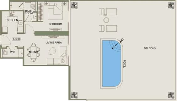 Floor plan for 1 Bedroom Type 03