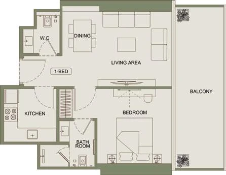 Floor plan for 1 Bedroom Type 06