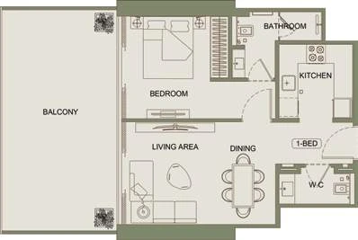 Floor plan for 1 Bedroom Type 07