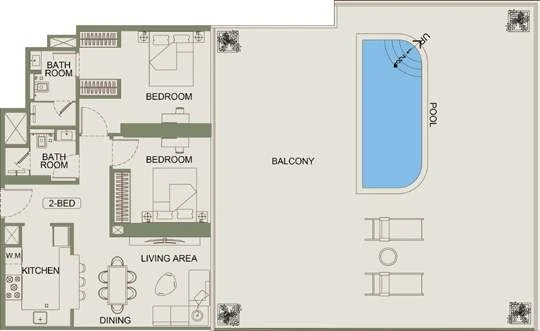 Floor plan for 2 Bedroom Type 02