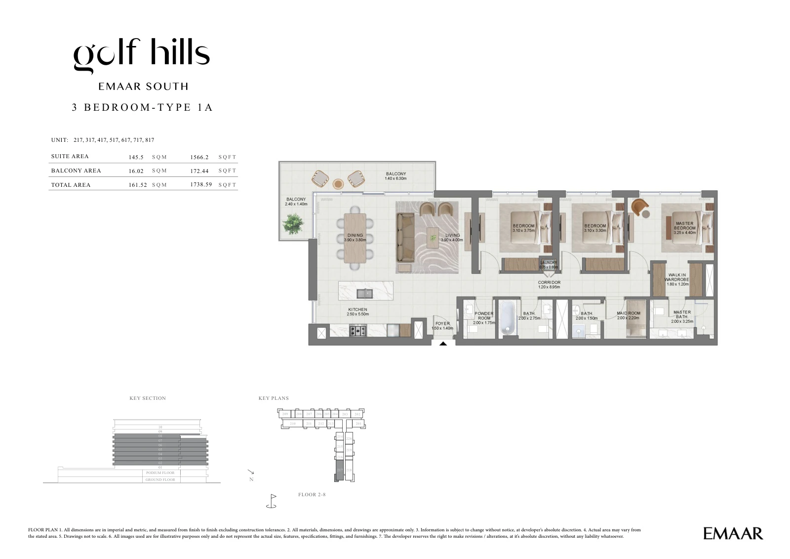 Floor plan for 3 Bedroom Type 1A