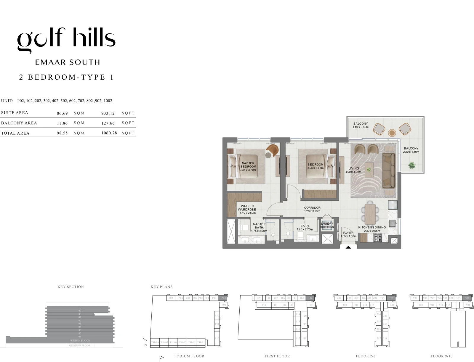 Floor plan for 2 Bedroom Type 1