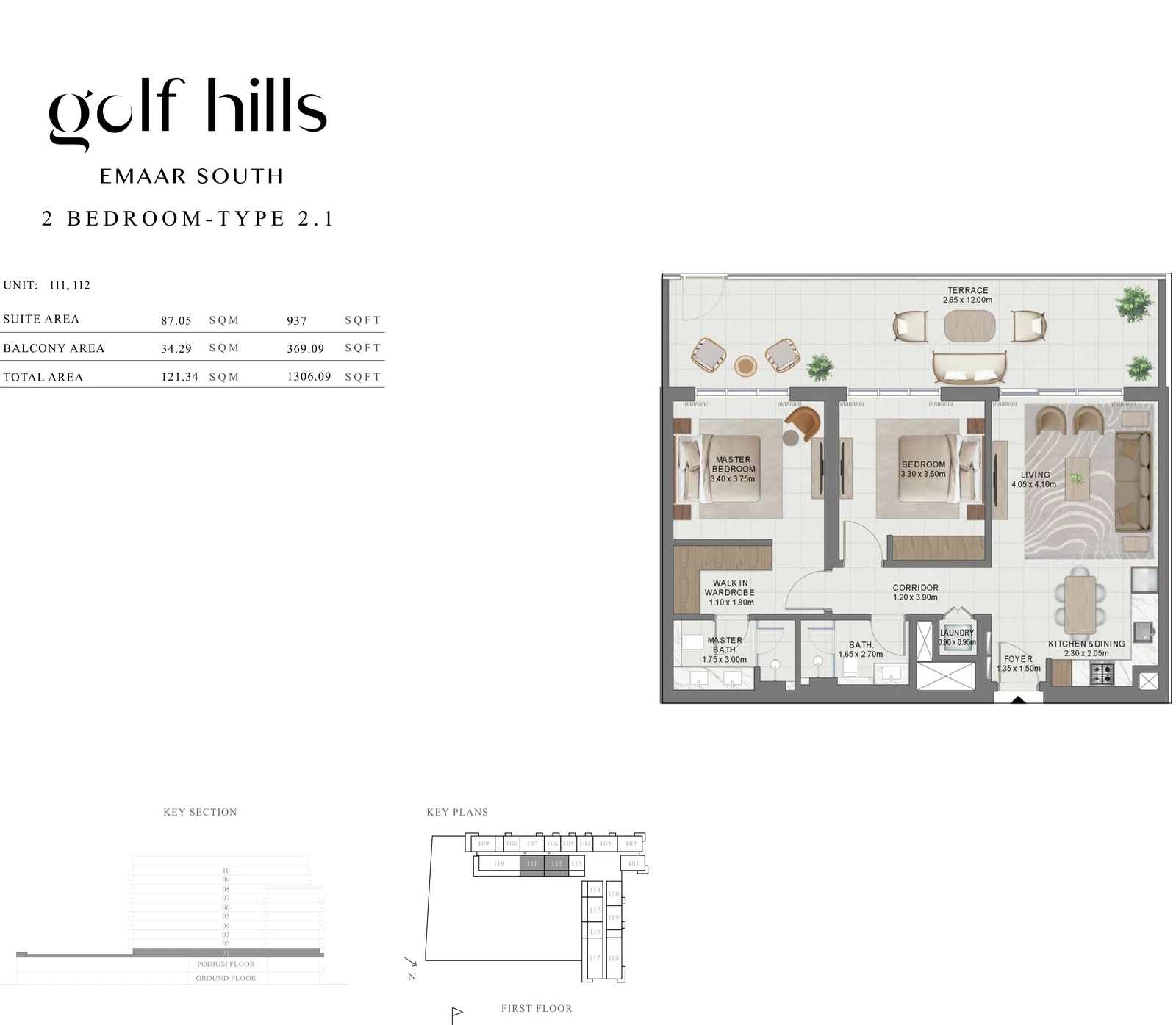 Floor plan for 2 Bedroom Type 2.1
