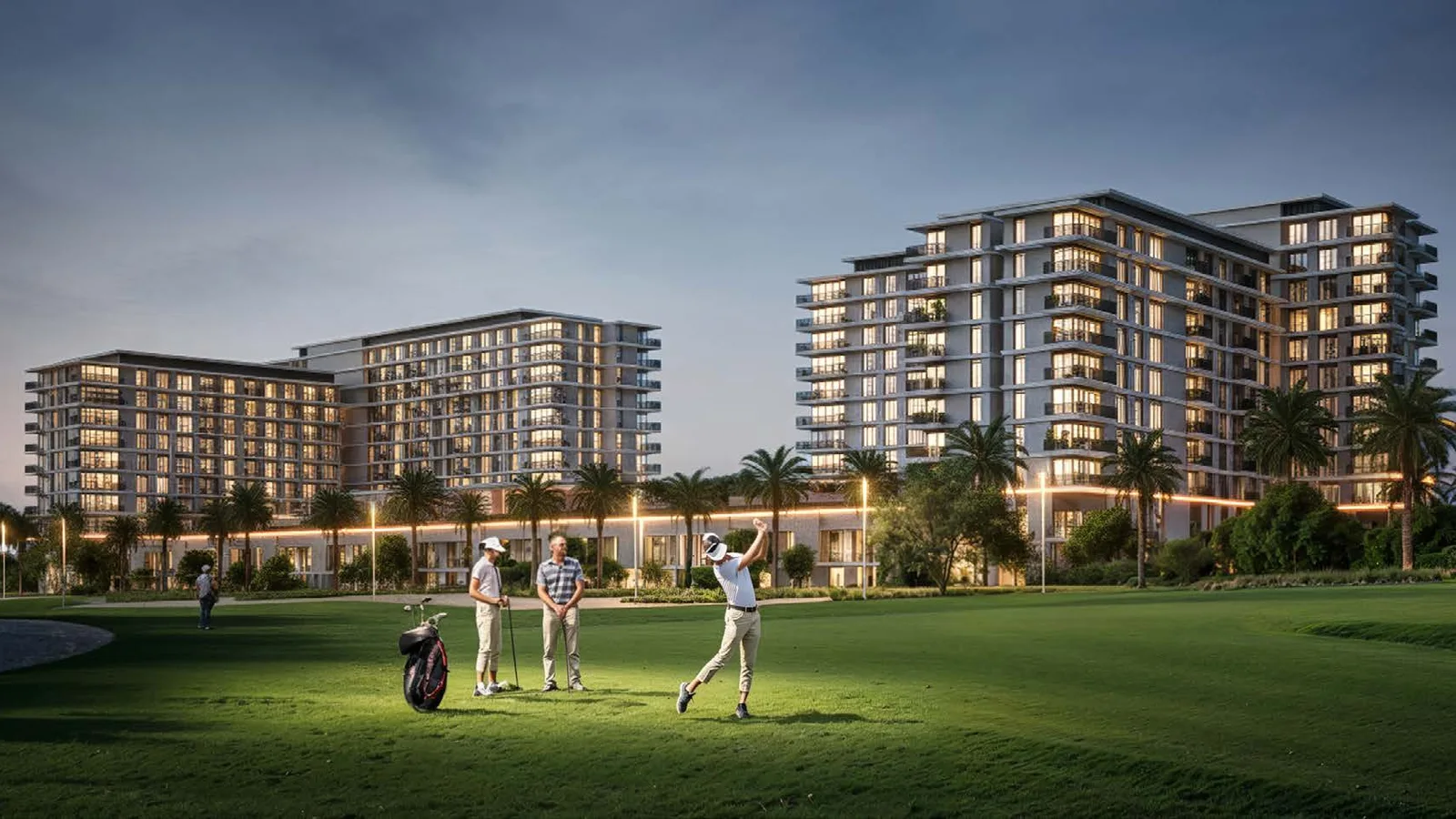 Golf-facing exterior rendering of Golf Hills 1.