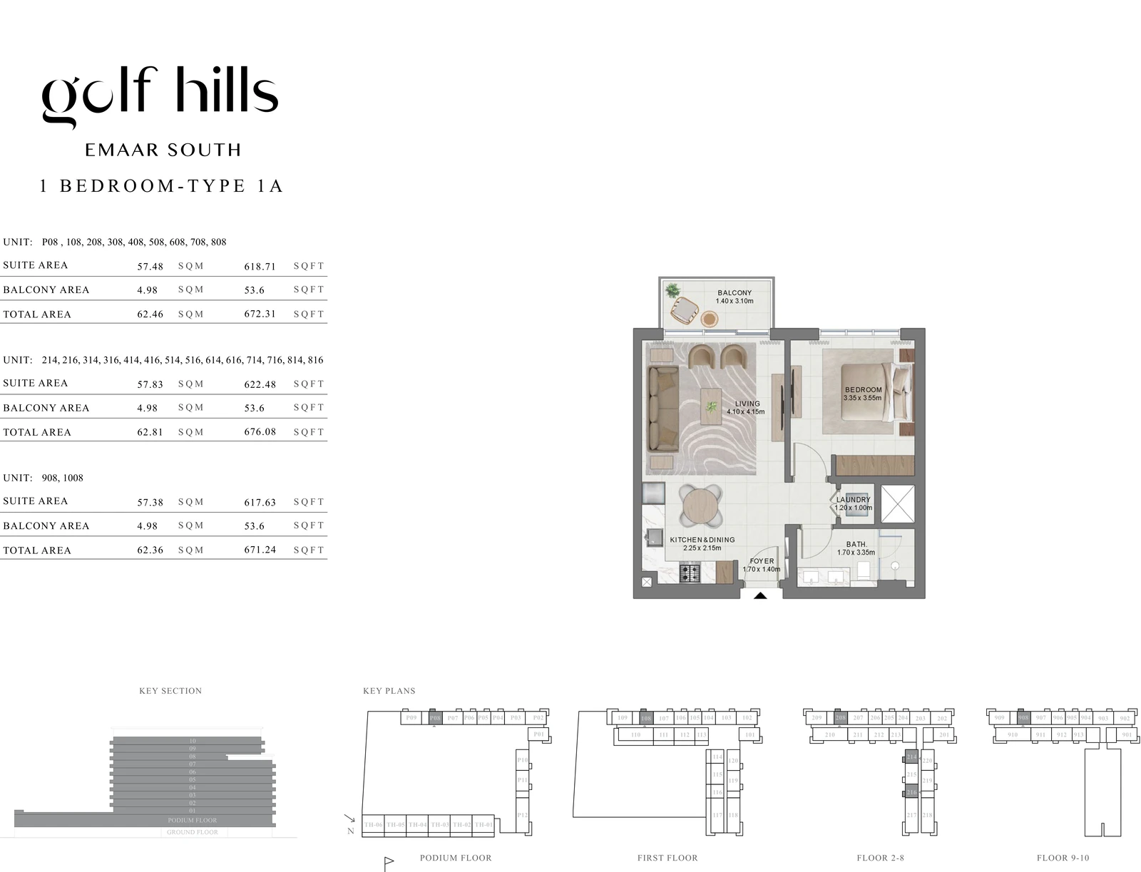 Floor plan for 1 Bedroom Type 1A