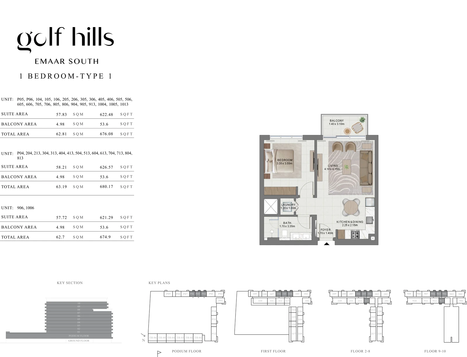 Floor plan for 1 Bedroom Type 1