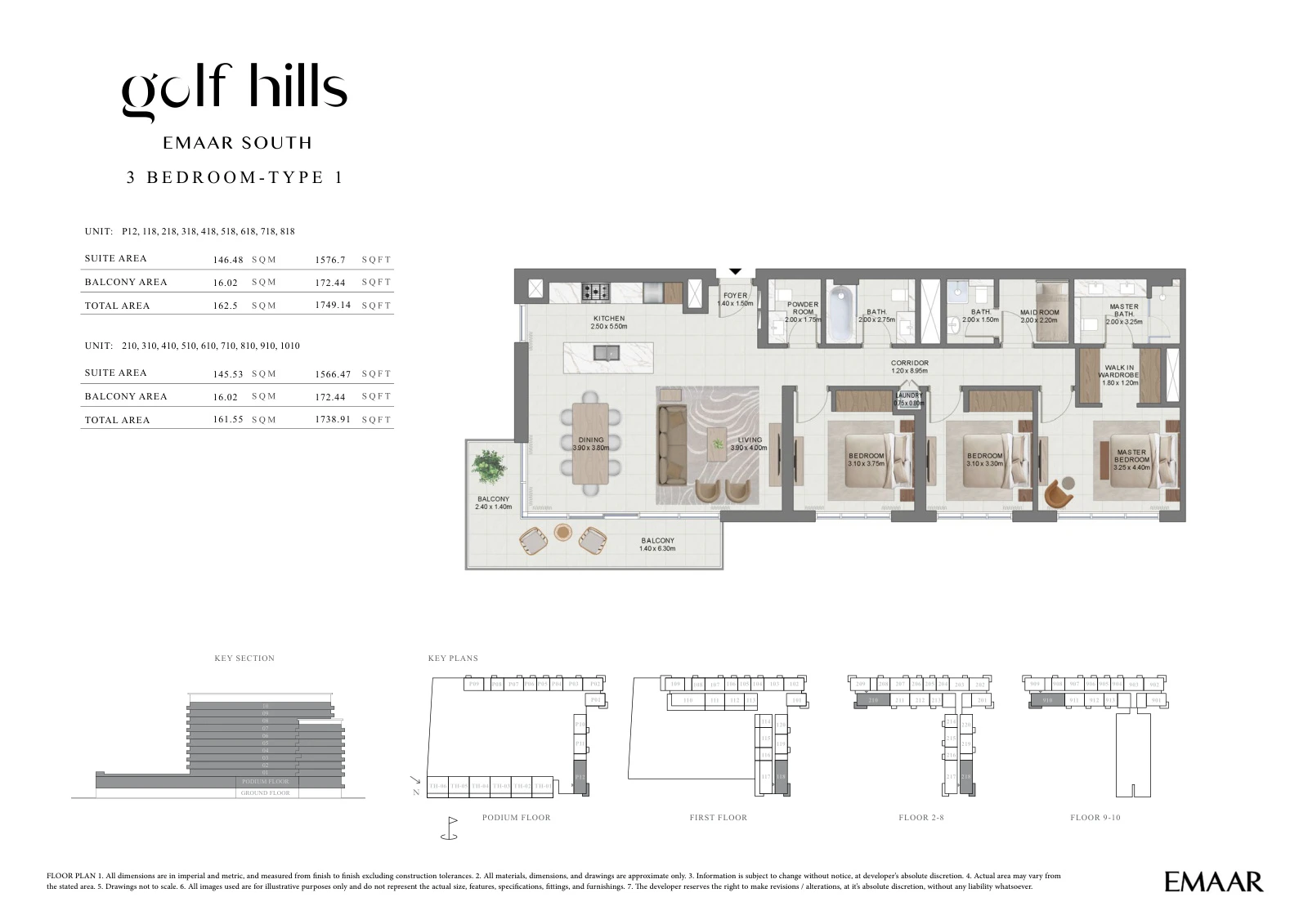 Floor plan for 3 Bedroom Type 1