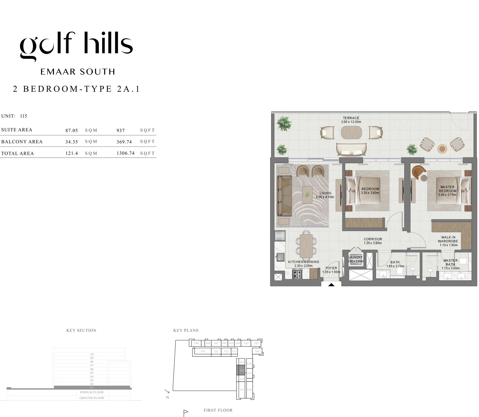 Floor plan for 2 Bedroom Type 2A.1