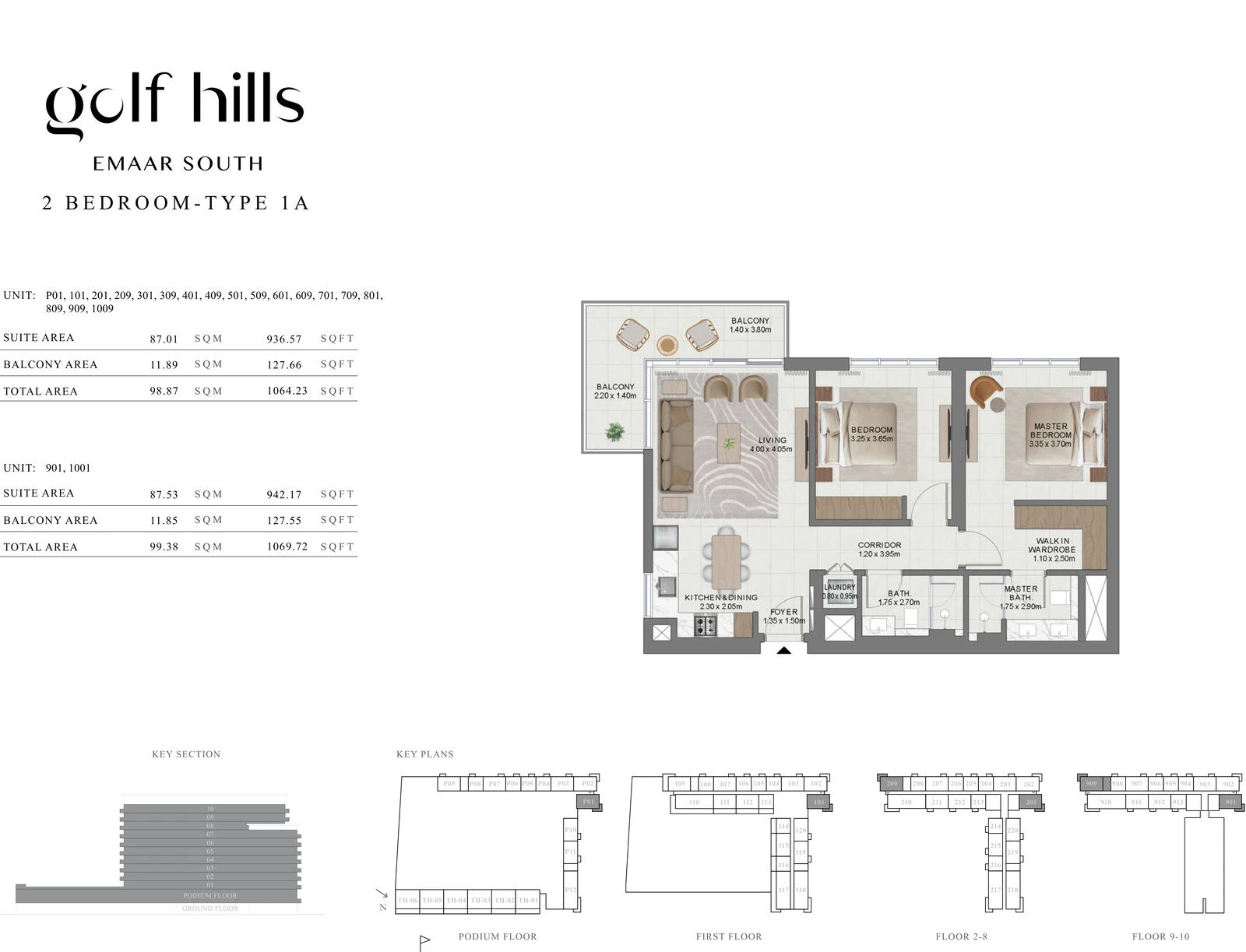 Floor plan for 2 Bedroom Type 1A