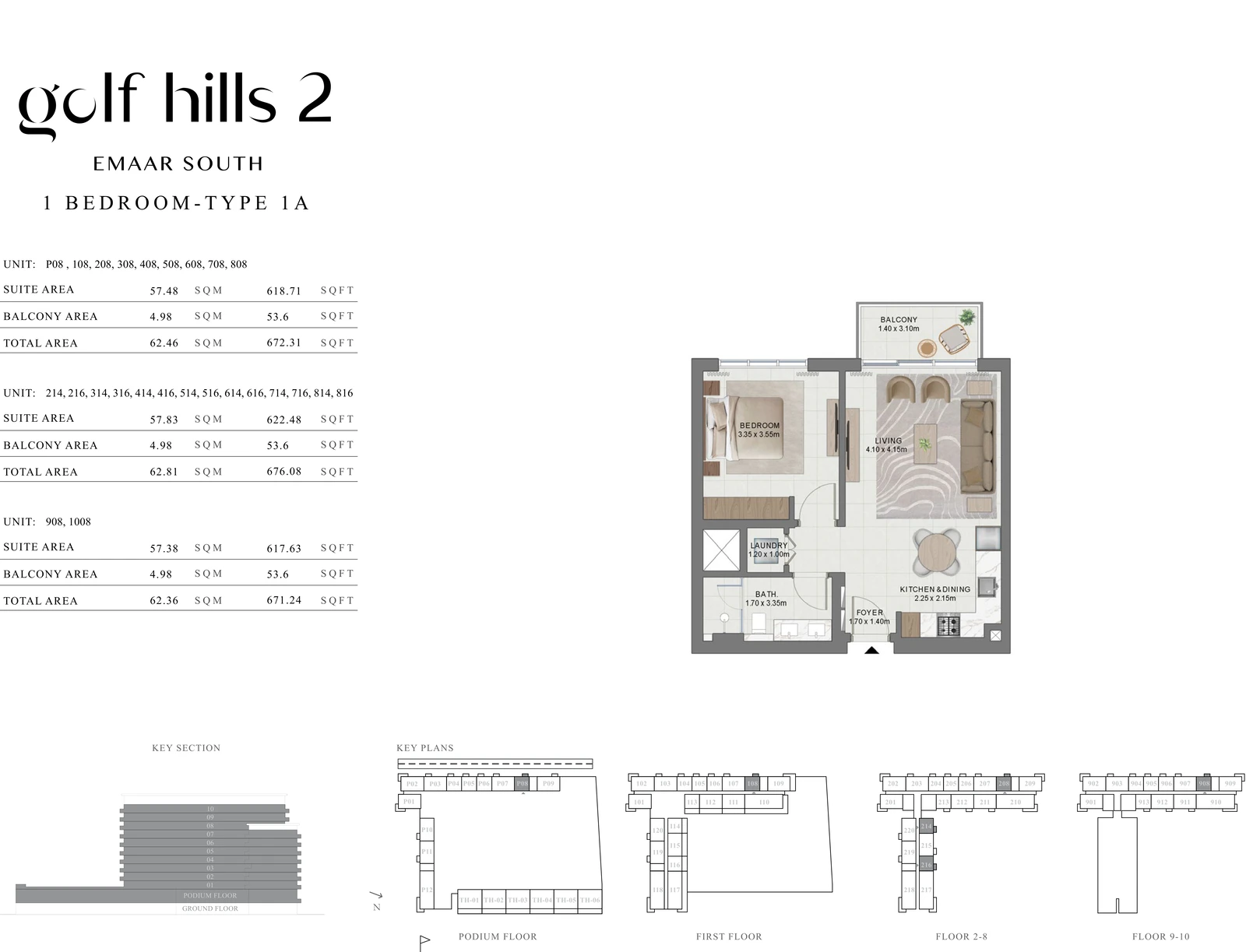 Floor plan for 1 Bedroom Type 1A