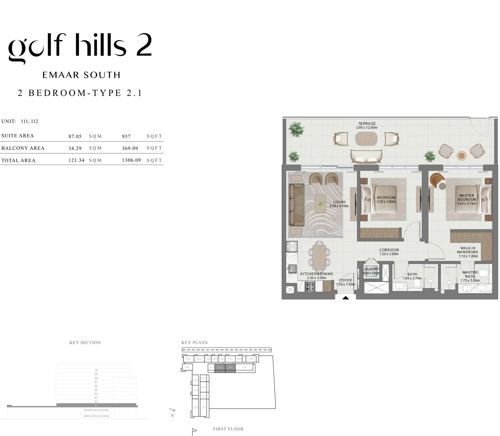 Floor plan for 2 Bedroom Type 2.1