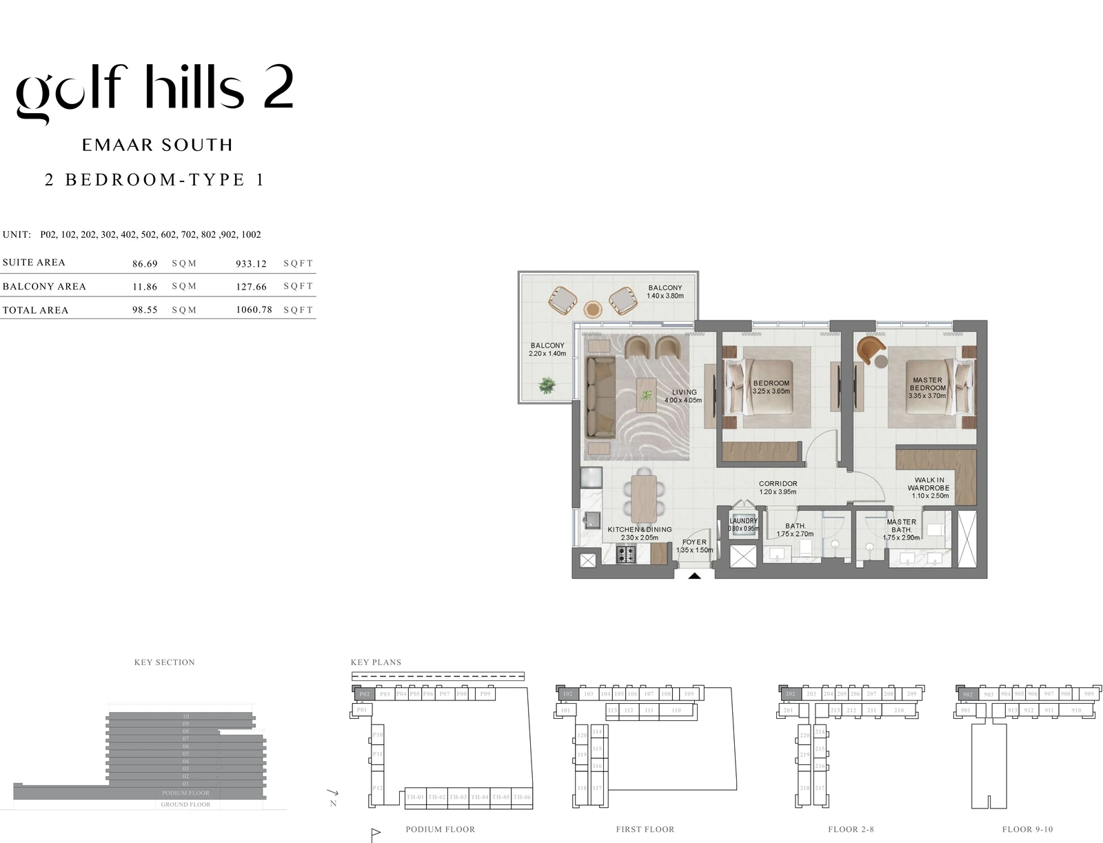 Floor plan for 2 Bedroom Type 1
