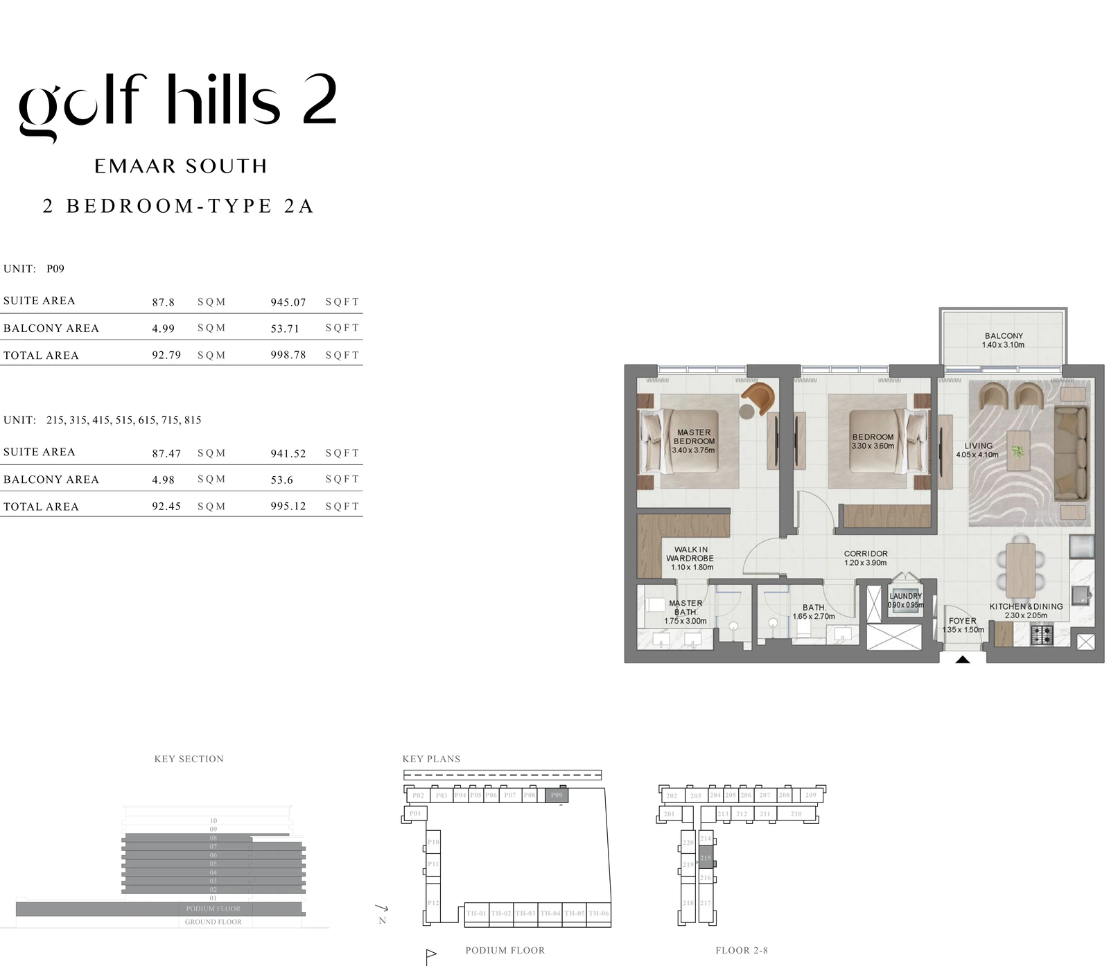 Floor plan for 2 Bedroom Type 2A