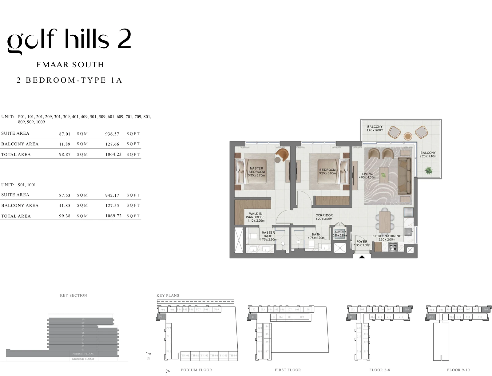 Floor plan for 2 Bedroom Type 1A