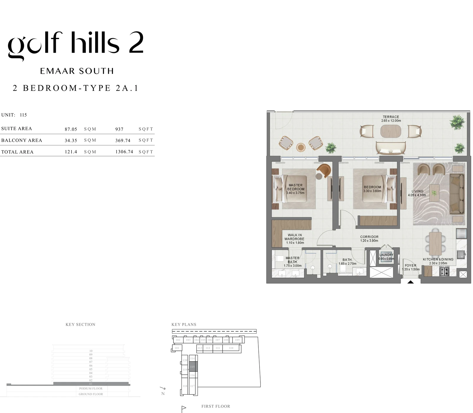 Floor plan for 2 Bedroom Type 2A.1