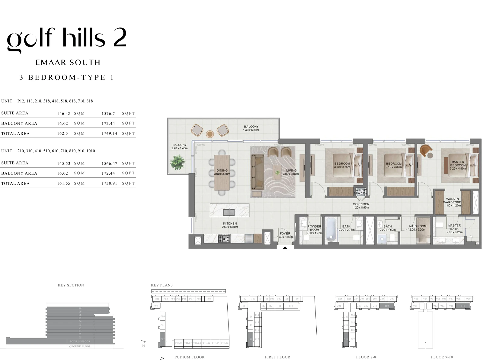 Floor plan for 3 Bedroom Type 1
