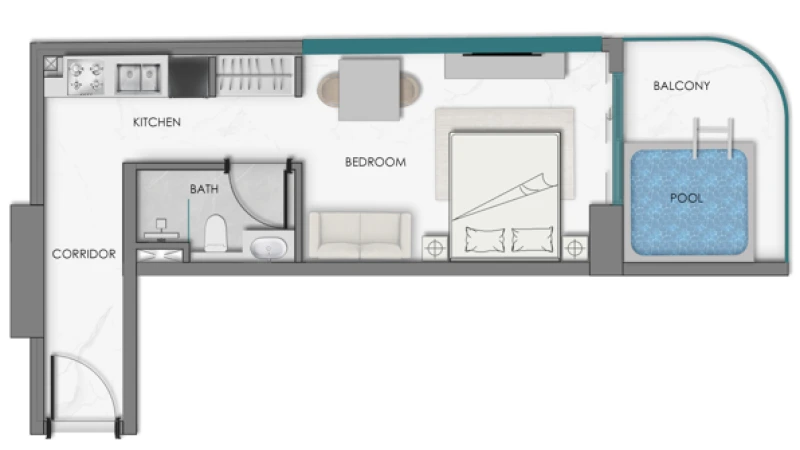 Floor plan for Studio Type 2