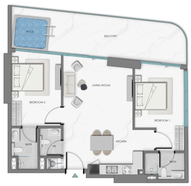 Floor plan for 2 Bedroom Type 2
